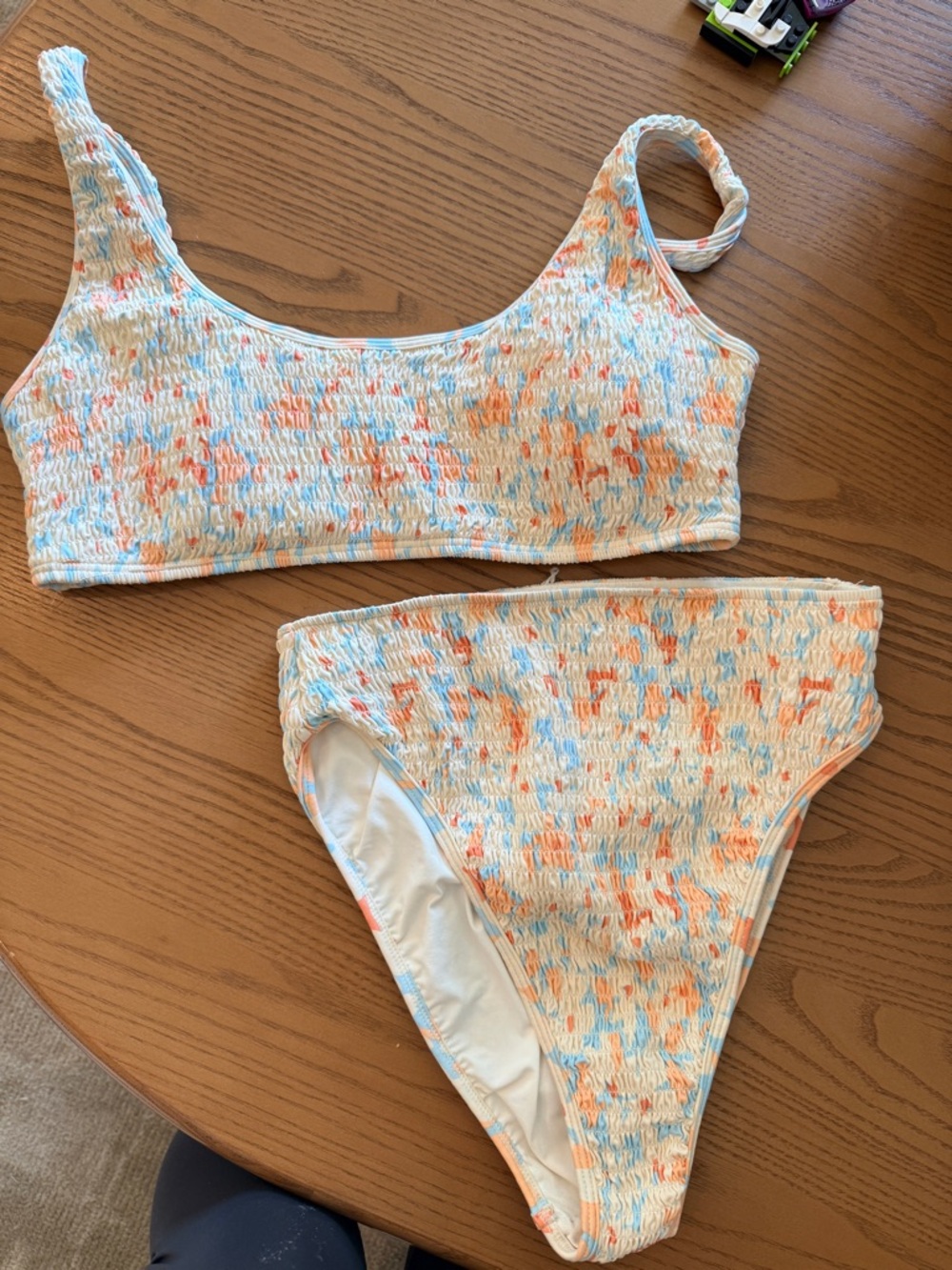 l*space Cream Bikini with Orange & Light Blue Speckles